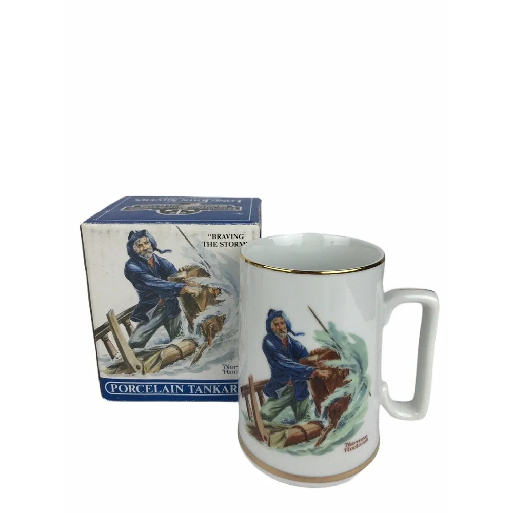 Lot Of 2 Norman Rockwell Week 2/3 Seafarers Collection Porcelain Tankards W/ Box